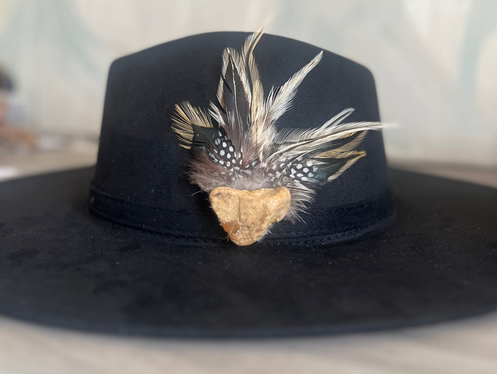 Heart Rock Feather Hat Pin