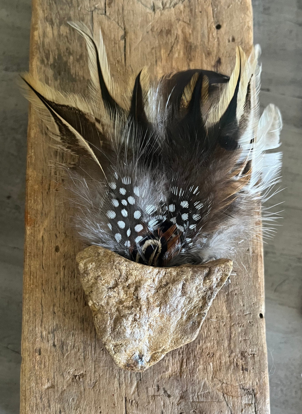 Heart Rock Feather Hat Pin