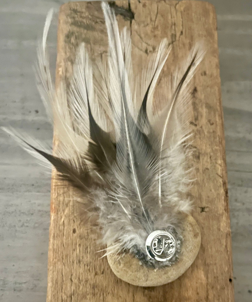 Heart Rock Feather Hat Pin