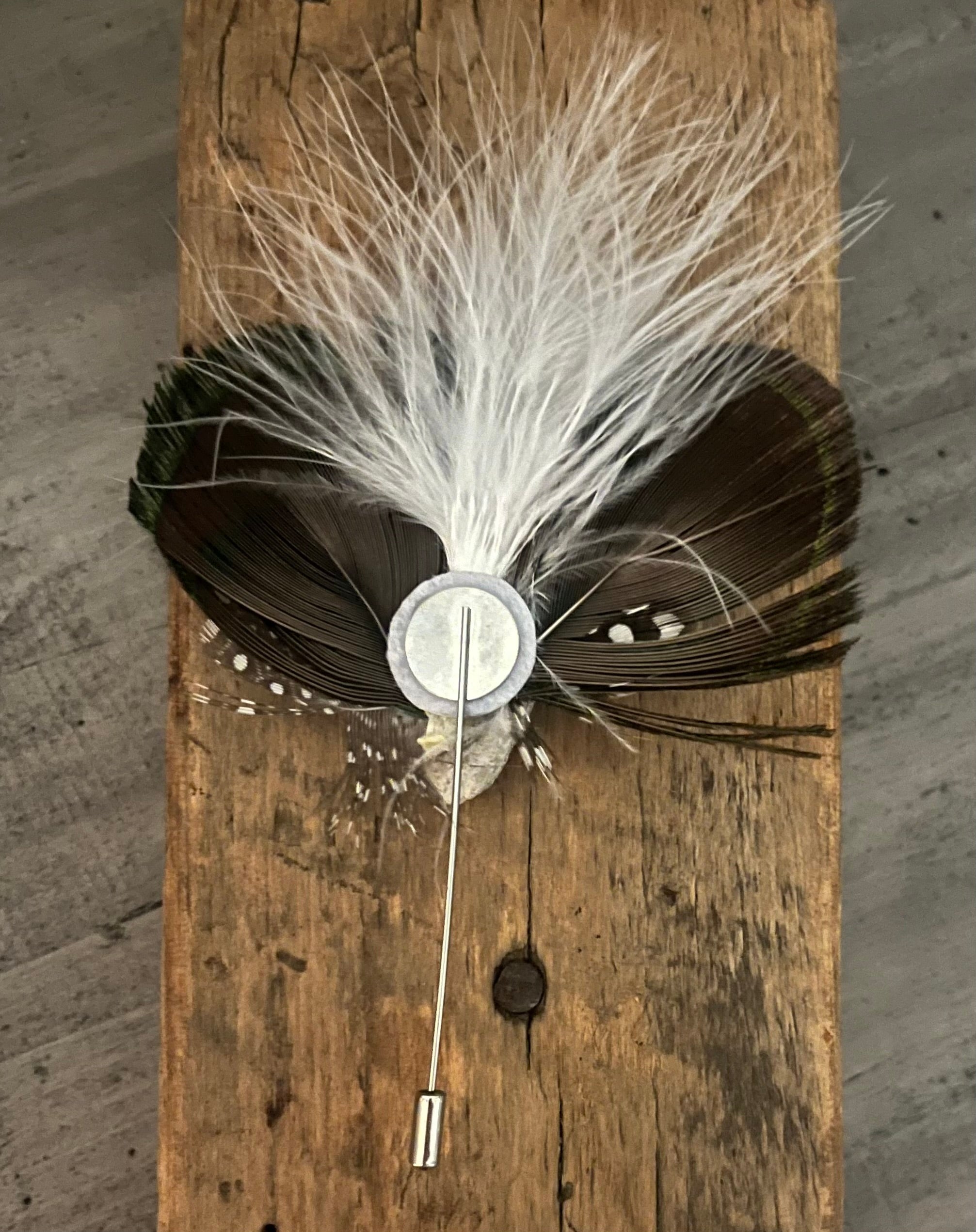 Heart Rock Feather Hat Pin
