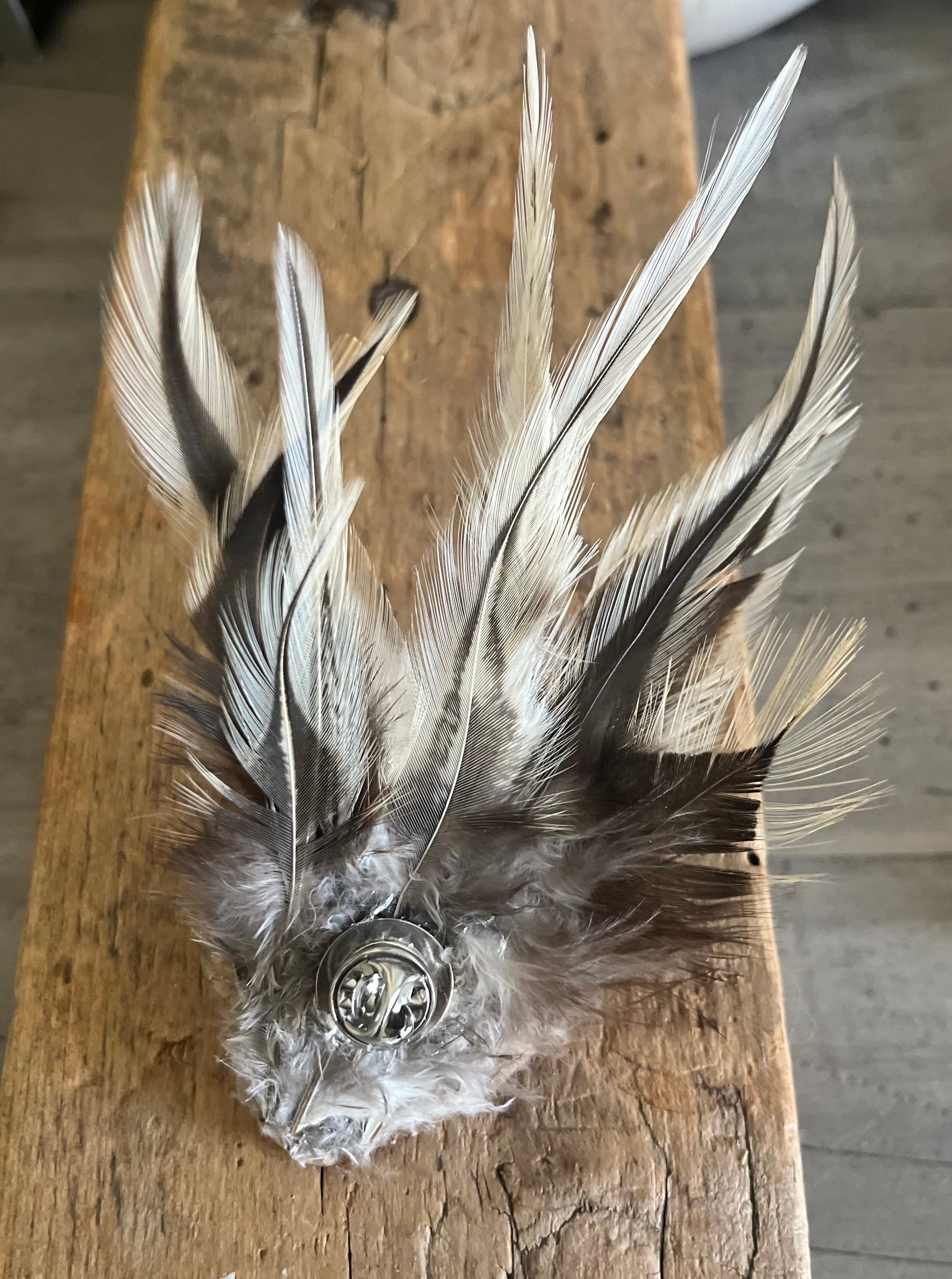 Heart Rock Feather Hat Pin