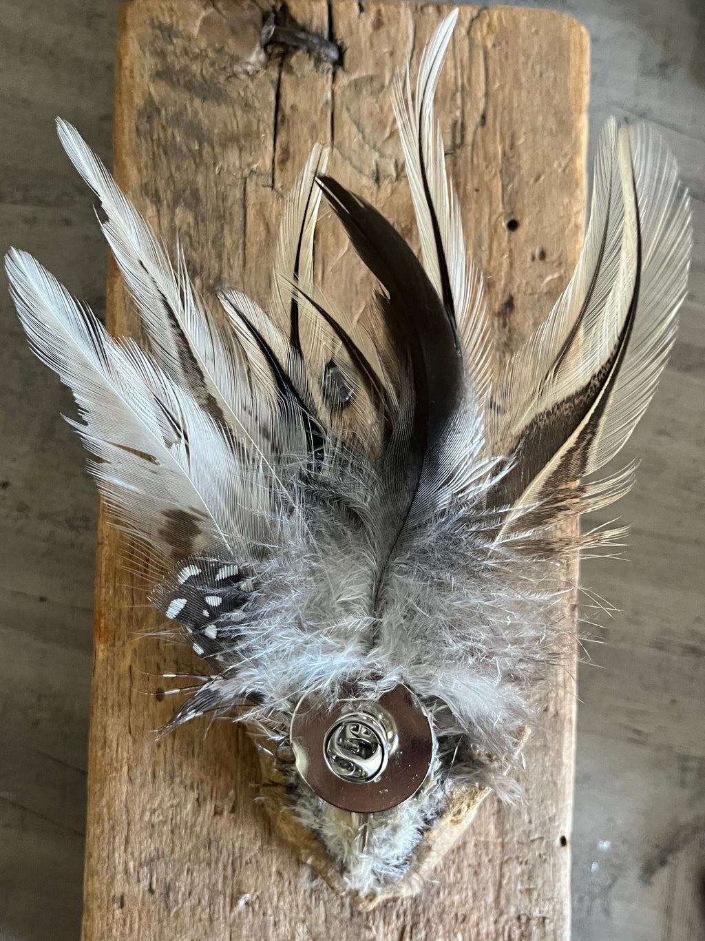 Heart Rock Feather Hat Pin
