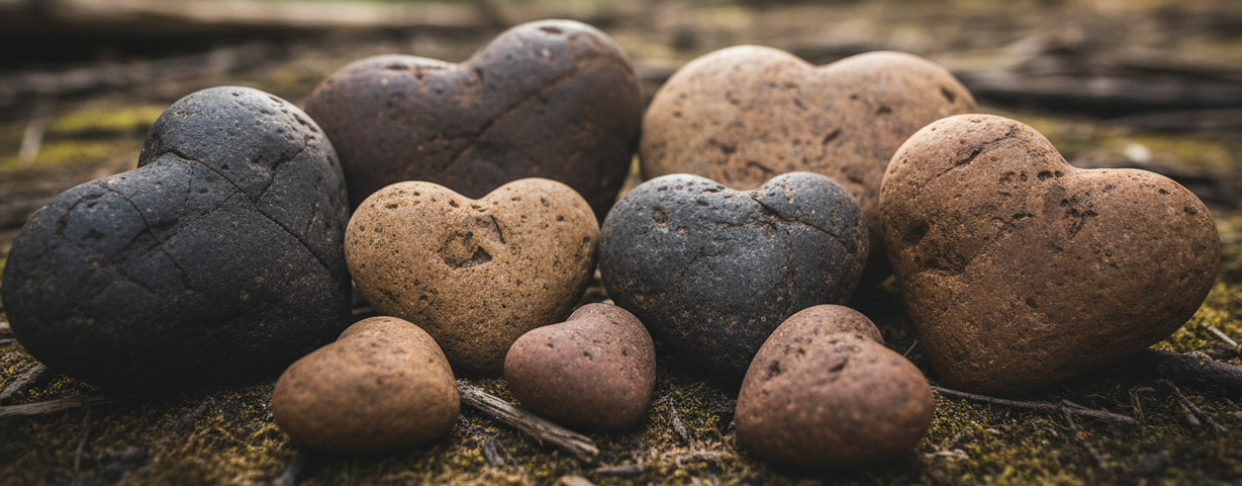 Natural heart-shaped rocks